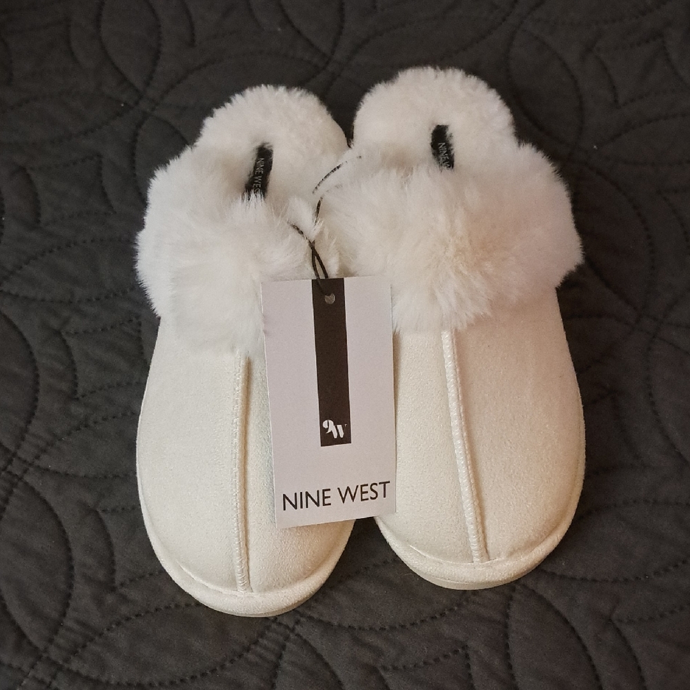 Nine West Cozy White Slippers